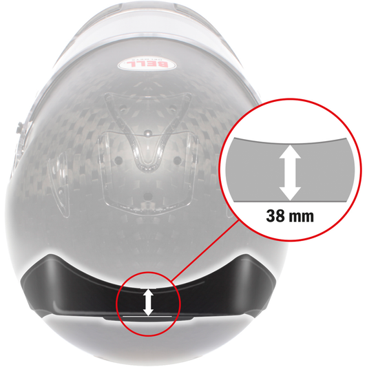 Bell rear spoiler reference image showing a 38mm measurement