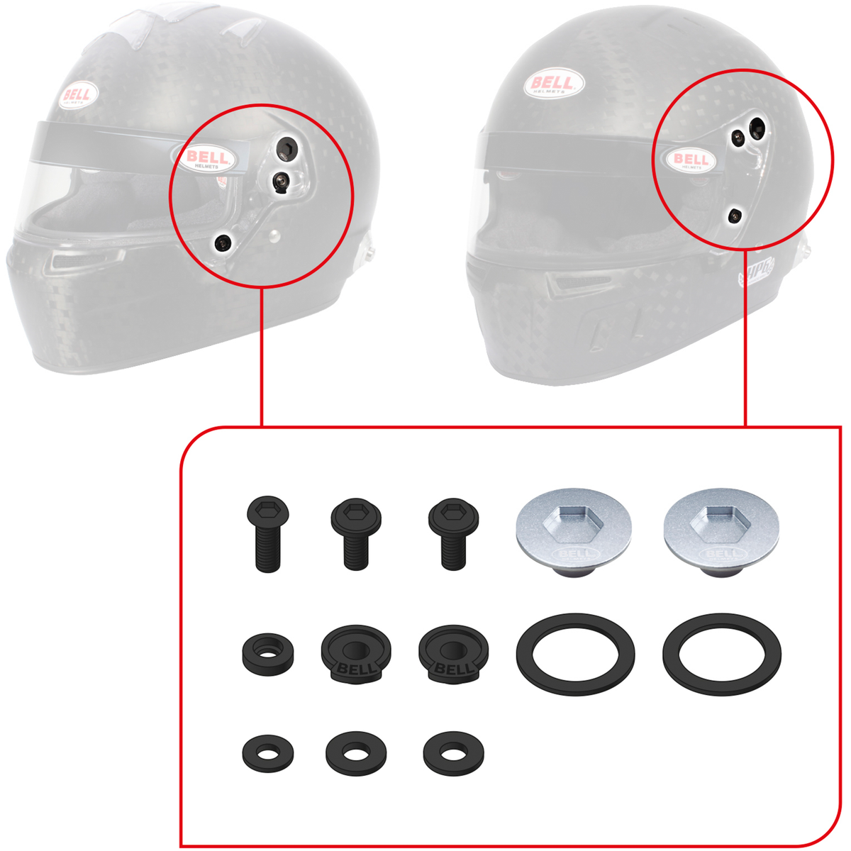 Bell visor pivot kit fitting reference illustration