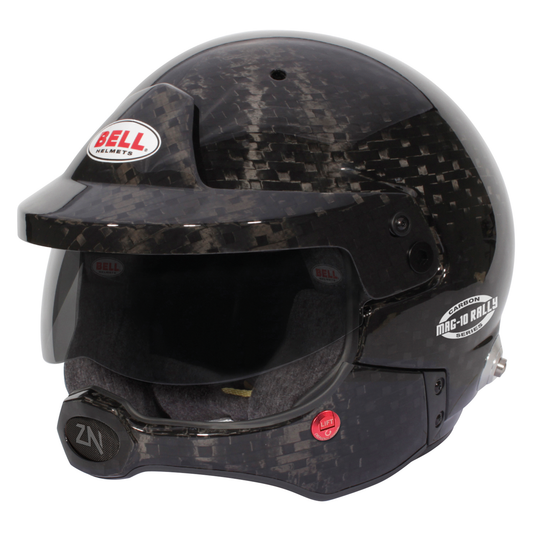 Bell MAG-10 Rally Ultra Carbon helmet with dark sunscreen and carbon half chin bar