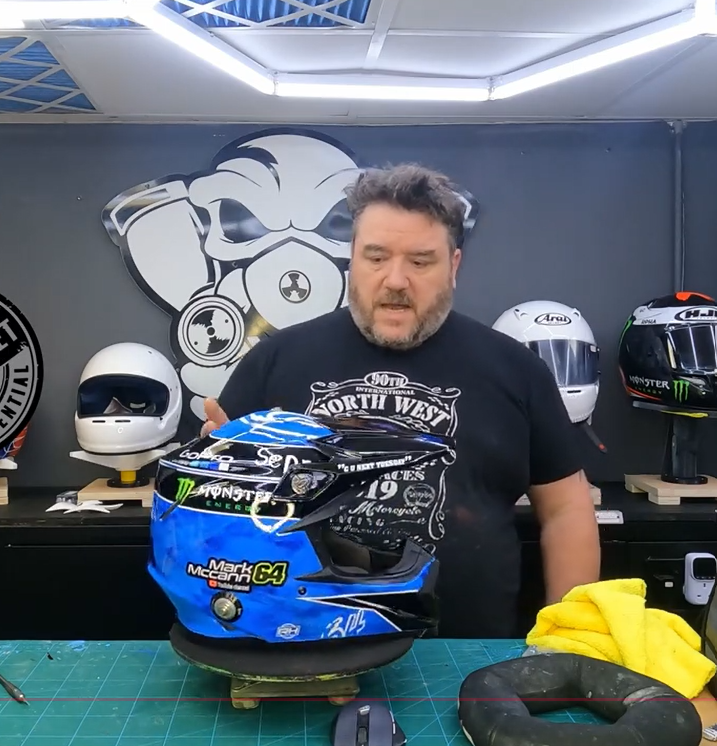 Load video: helmet painter painting mark mccanns helmet